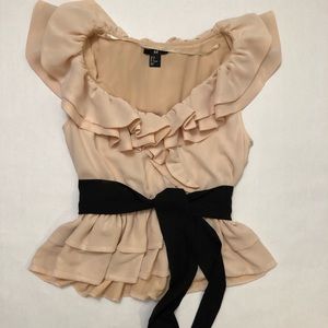 H&M ruffle beige dress top